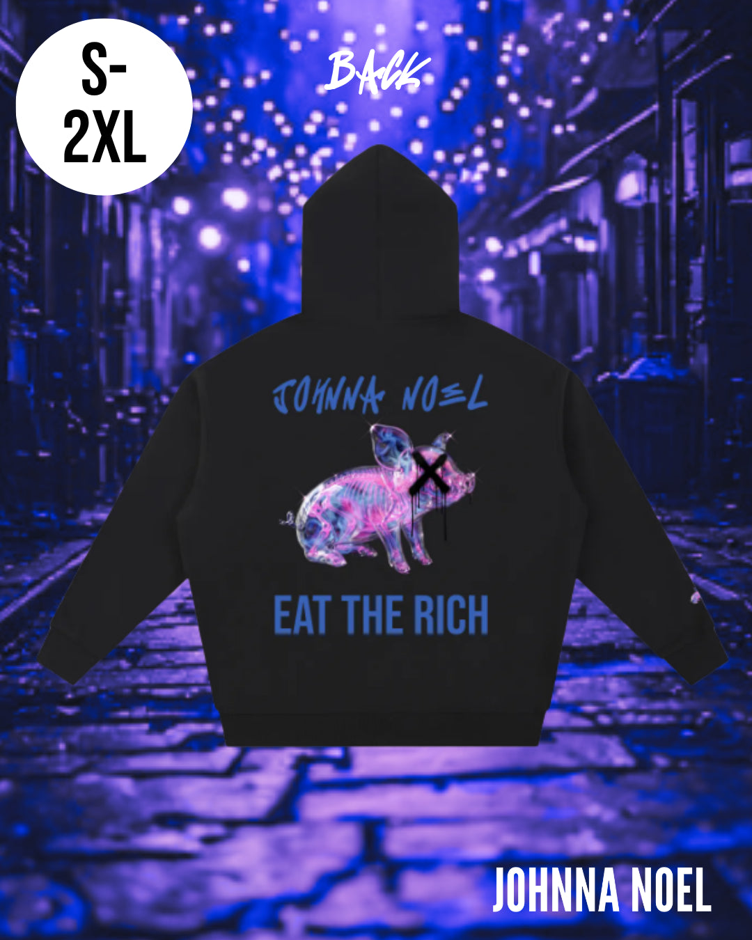Johnna Noel Eat The Rich Piggy Cotton Blend Heavyweight Soft Unisex Pullover Hoodie