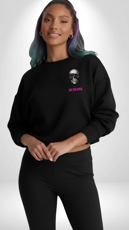 Johnna Noel Eat The Rich Ice Grillz Unisex Graphic Cotton Blend Heavyweight Crewneck Pullover Sweatshirt