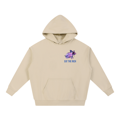 Johnna Noel Eat The Rich Piggy Cotton Blend Heavyweight Soft Unisex Pullover Hoodie