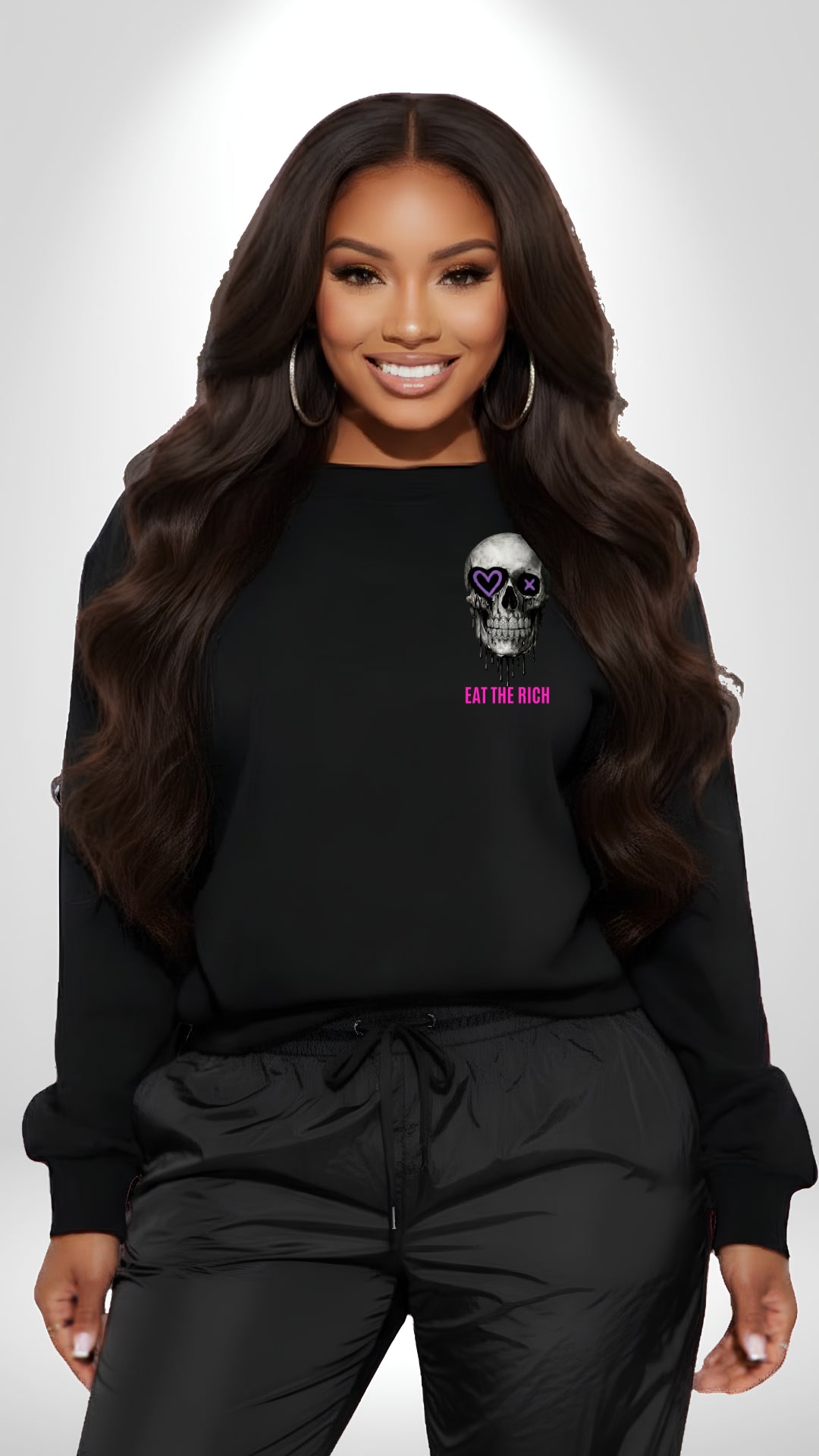 Johnna Noel Eat The Rich Ice Grillz Unisex Graphic Cotton Blend Heavyweight Crewneck Pullover Sweatshirt