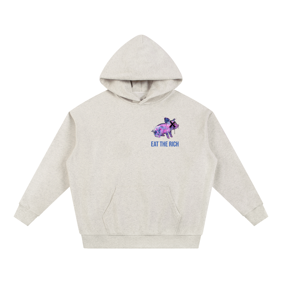 Johnna Noel Eat The Rich Piggy Cotton Blend Heavyweight Soft Unisex Pullover Hoodie