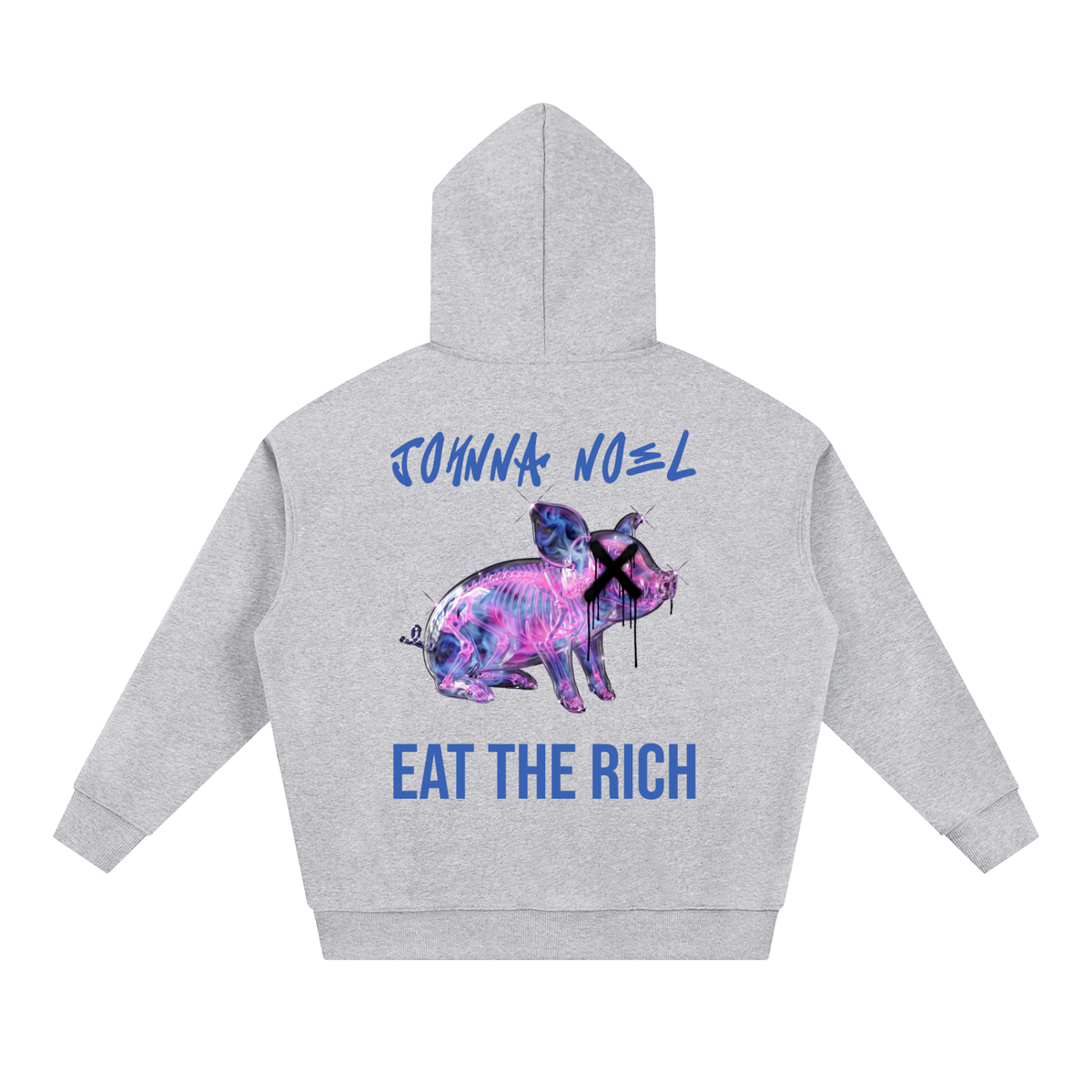 Johnna Noel Eat The Rich Piggy Cotton Blend Heavyweight Soft Unisex Pullover Hoodie