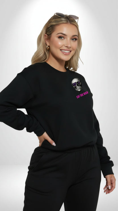 Johnna Noel Eat The Rich Ice Grillz Unisex Graphic Cotton Blend Heavyweight Crewneck Pullover Sweatshirt