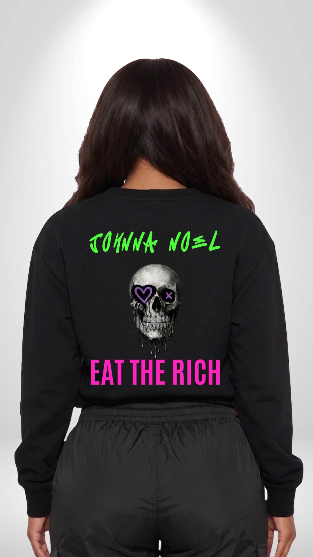 Johnna Noel Eat The Rich Ice Grillz Unisex Graphic Cotton Blend Heavyweight Crewneck Pullover Sweatshirt