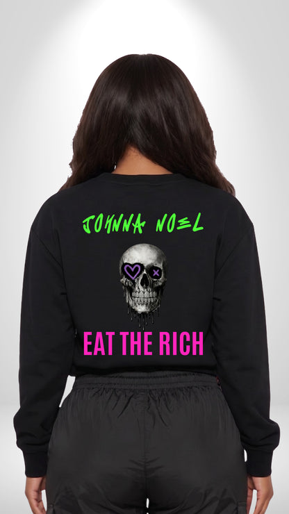 Johnna Noel Eat The Rich Ice Grillz Unisex Graphic Cotton Blend Heavyweight Crewneck Pullover Sweatshirt