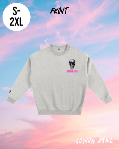 Johnna Noel Eat The Rich Ice Grillz Unisex Graphic Cotton Blend Heavyweight Crewneck Pullover Sweatshirt