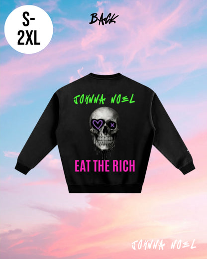 Johnna Noel Eat The Rich Ice Grillz Unisex Graphic Cotton Blend Heavyweight Crewneck Pullover Sweatshirt