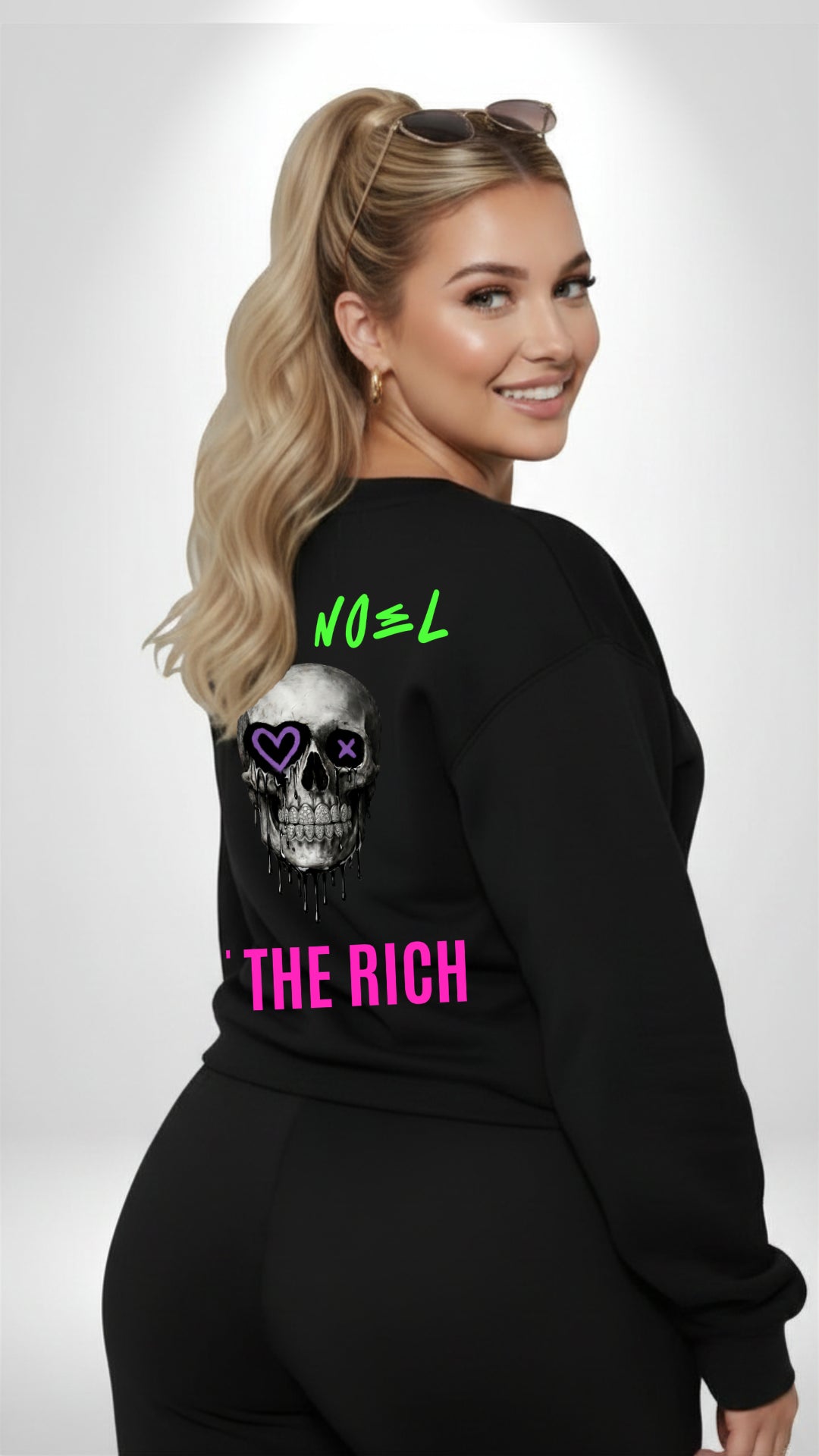 Johnna Noel Eat The Rich Ice Grillz Unisex Graphic Cotton Blend Heavyweight Crewneck Pullover Sweatshirt