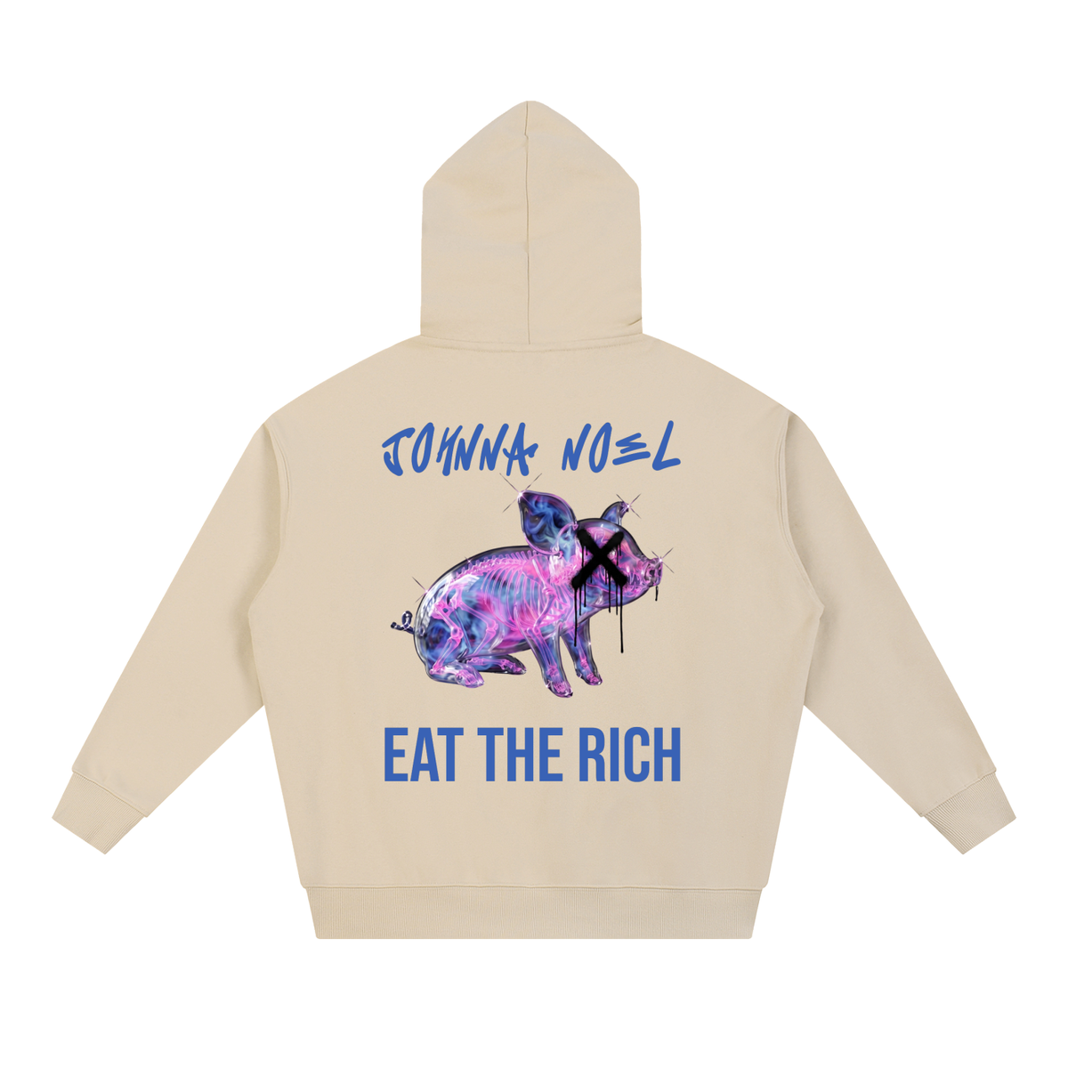 Johnna Noel Eat The Rich Piggy Cotton Blend Heavyweight Soft Unisex Pullover Hoodie