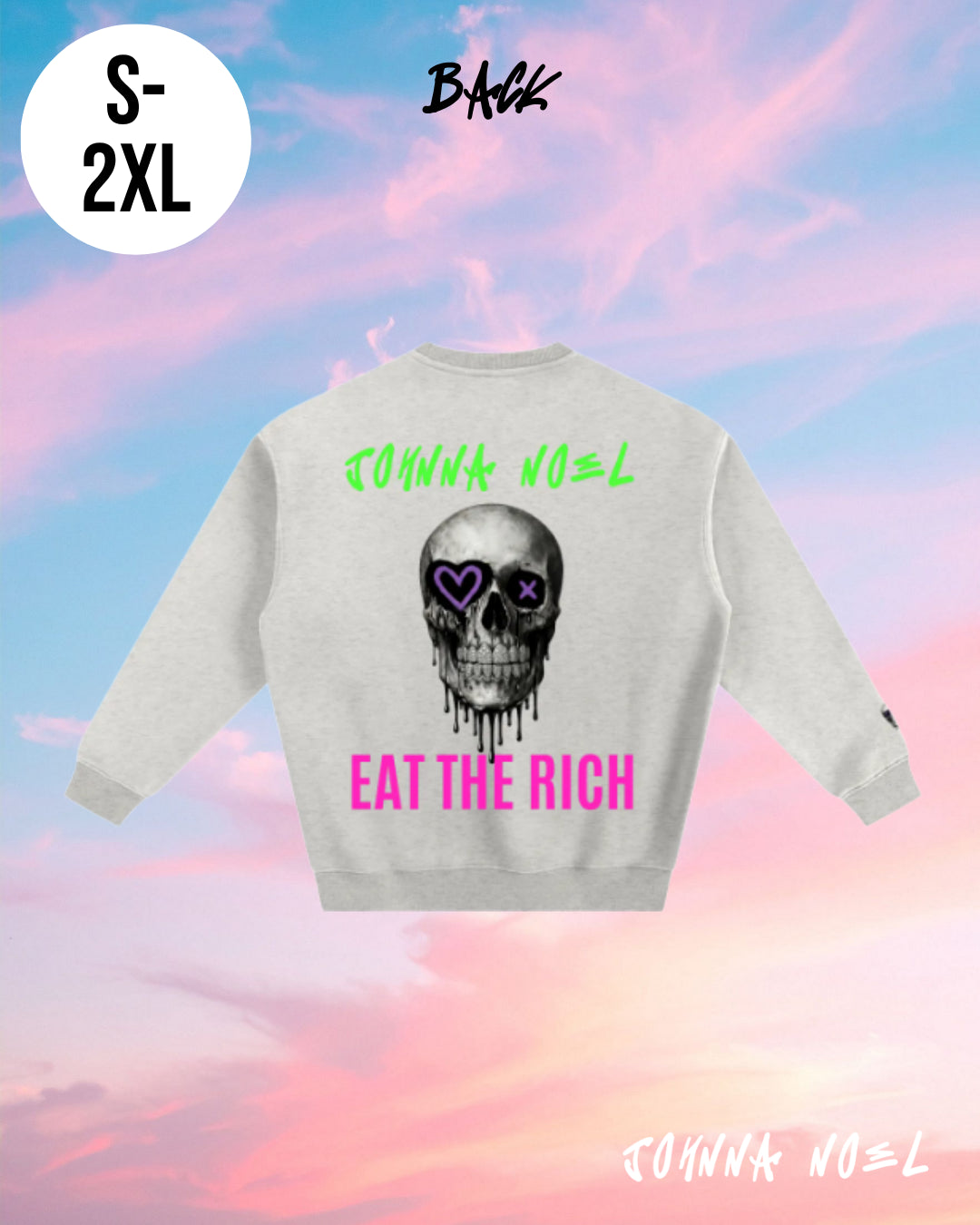 Johnna Noel Eat The Rich Ice Grillz Unisex Graphic Cotton Blend Heavyweight Crewneck Pullover Sweatshirt