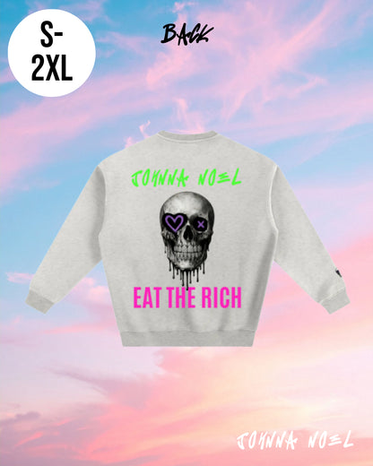 Johnna Noel Eat The Rich Ice Grillz Unisex Graphic Cotton Blend Heavyweight Crewneck Pullover Sweatshirt