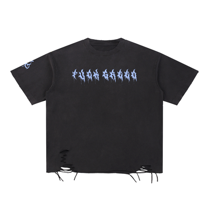Johnna Noel F Greed Snow Washed Raw-Hem Unisex Cotton T-Shirt