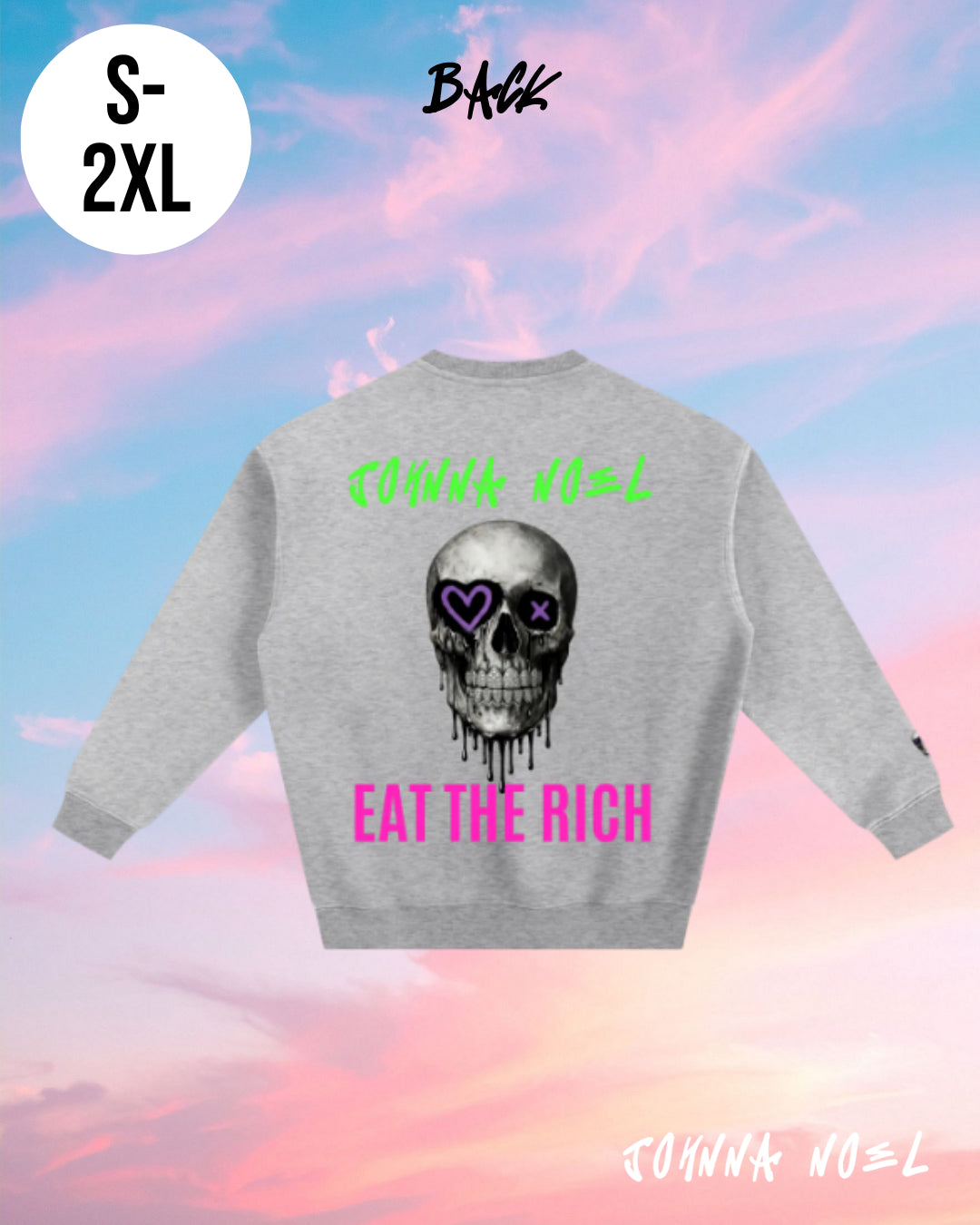 Johnna Noel Eat The Rich Ice Grillz Unisex Graphic Cotton Blend Heavyweight Crewneck Pullover Sweatshirt