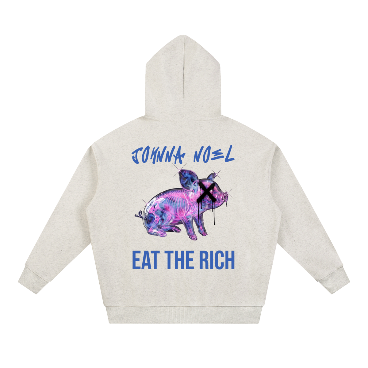 Johnna Noel Eat The Rich Piggy Cotton Blend Heavyweight Soft Unisex Pullover Hoodie