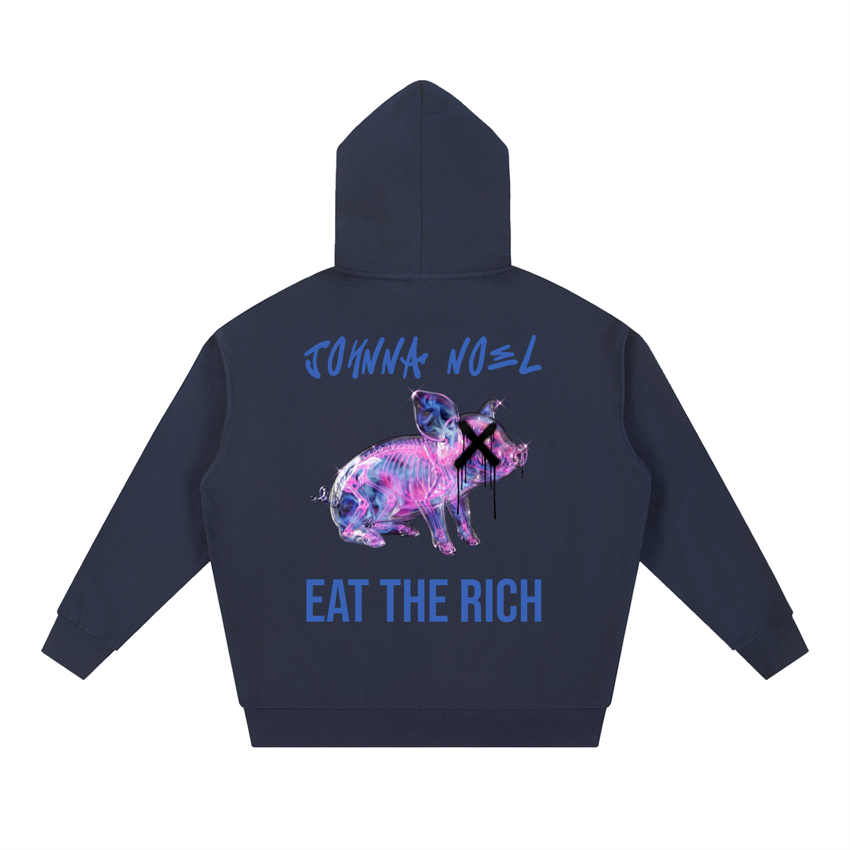 Johnna Noel Eat The Rich Piggy Cotton Blend Heavyweight Soft Unisex Pullover Hoodie