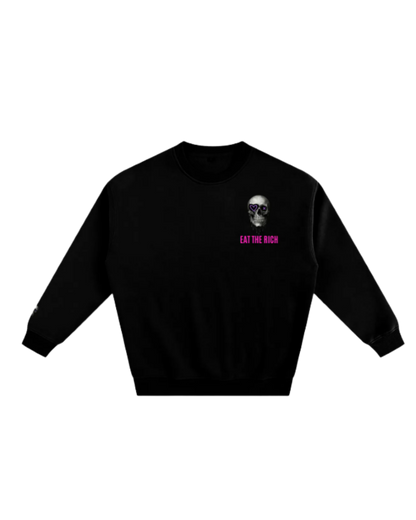 Johnna Noel Eat The Rich Ice Grillz Unisex Graphic Cotton Blend Heavyweight Crewneck Pullover Sweatshirt