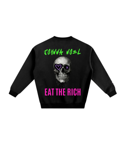 Johnna Noel Eat The Rich Ice Grillz Unisex Graphic Cotton Blend Heavyweight Crewneck Pullover Sweatshirt